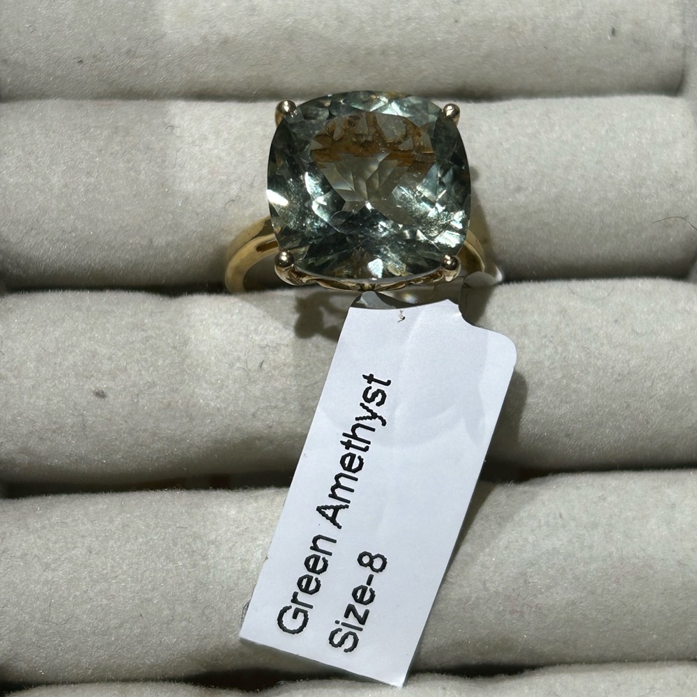 NWT 14k plated over sterling silver green Amethyst ring size 8 - Picture 2 of 9